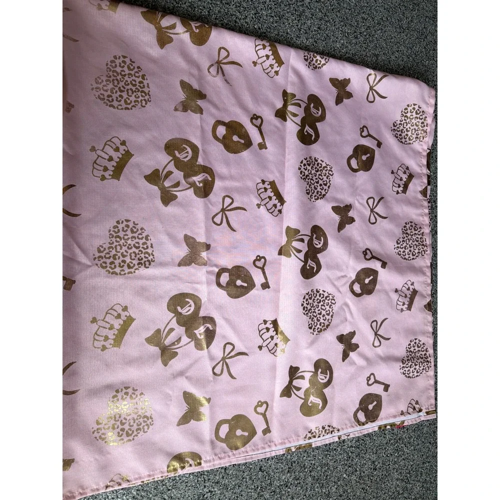 Juicy Couture Home Pink Gold Foil Heart Crown Butterfly Tablecloth Y2K Glam